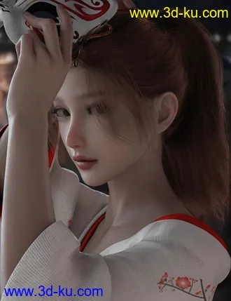 3D打印模型Hotba Hair for Genesis 8 and 8.1 Females的图片