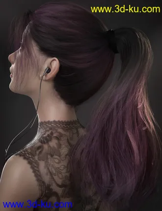 3D打印模型Hotba Hair for Genesis 8 and 8.1 Females的图片