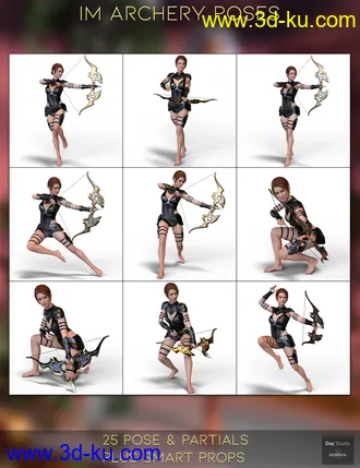 3D打印模型IM Archery Pose Collection for Genesis 8 Females的图片