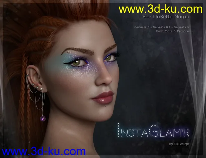 INSTAGLAM'R IRAY Magic MakeUp Genesis 8, 8.1 & 3模型的图片1