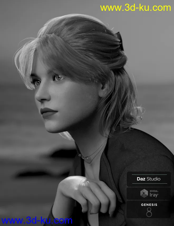 Isabel Casual Hair for Genesis 8 Females模型的图片3