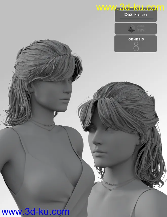 Isabel Casual Hair for Genesis 8 Females模型的图片11