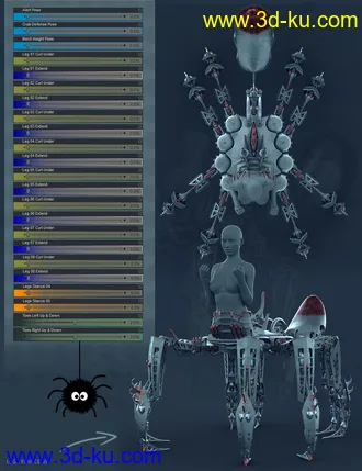 3D打印模型Itsy Bitsy Poses for the Spider Mech的图片