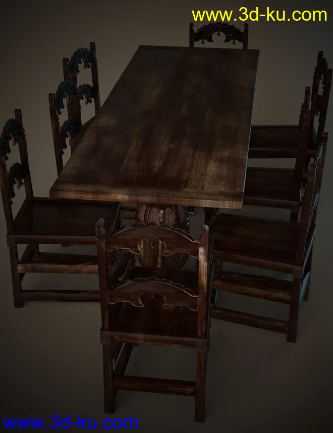 Jacobean English Dining Table Set模型的图片1