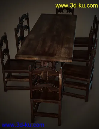 3D打印模型Jacobean English Dining Table Set的图片