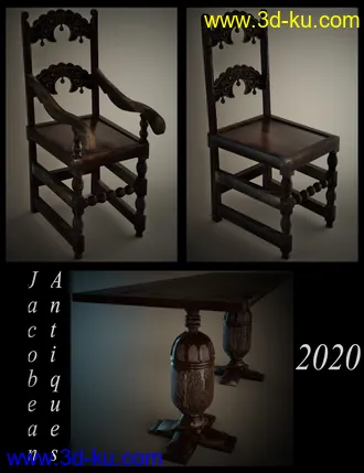 3D打印模型Jacobean English Dining Table Set的图片