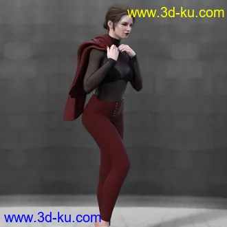 3D打印模型Jean Pants with Sheer Top and Jacket的图片