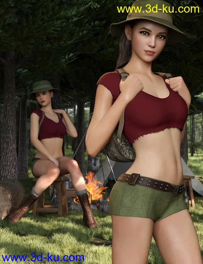 Jungle Girl Outfit Set for Genesis 8 and 8.1 Females模型的图片1
