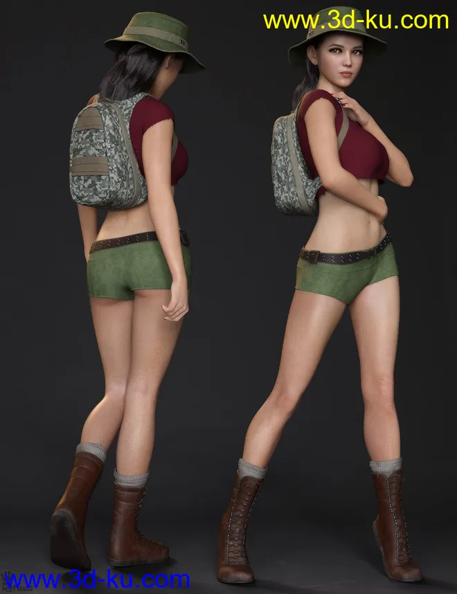 Jungle Girl Outfit Set for Genesis 8 and 8.1 Females模型的图片2