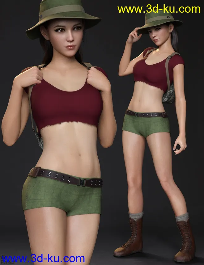 Jungle Girl Outfit Set for Genesis 8 and 8.1 Females模型的图片3