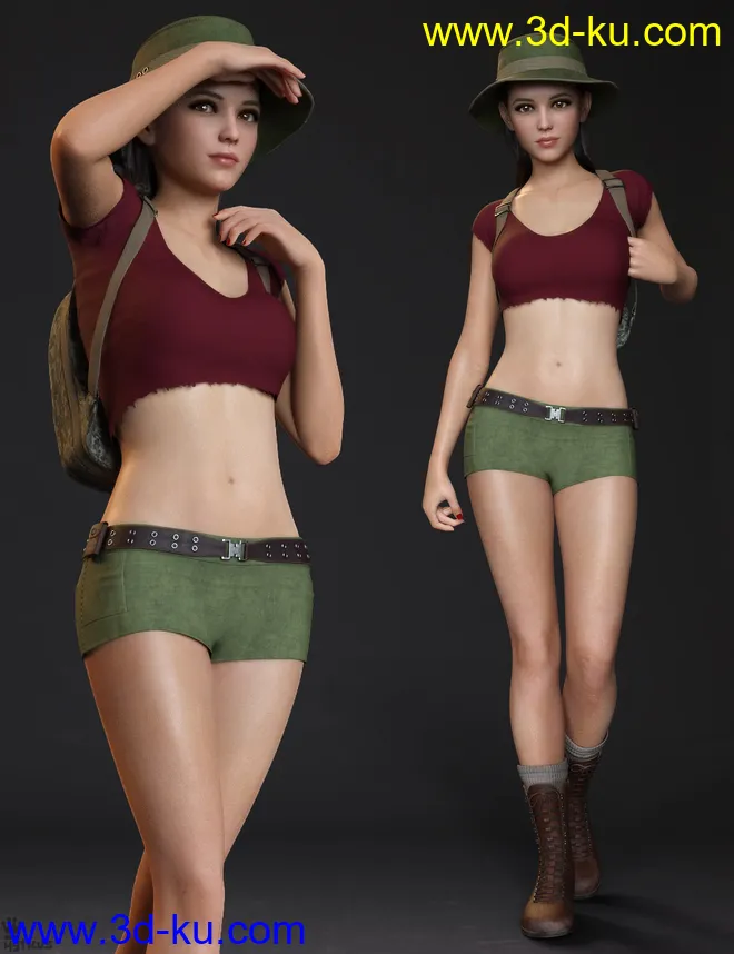 Jungle Girl Outfit Set for Genesis 8 and 8.1 Females模型的图片5
