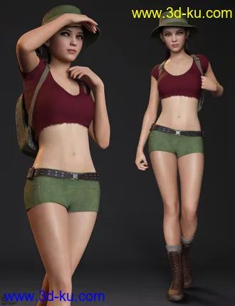 3D打印模型Jungle Girl Outfit Set for Genesis 8 and 8.1 Females的图片