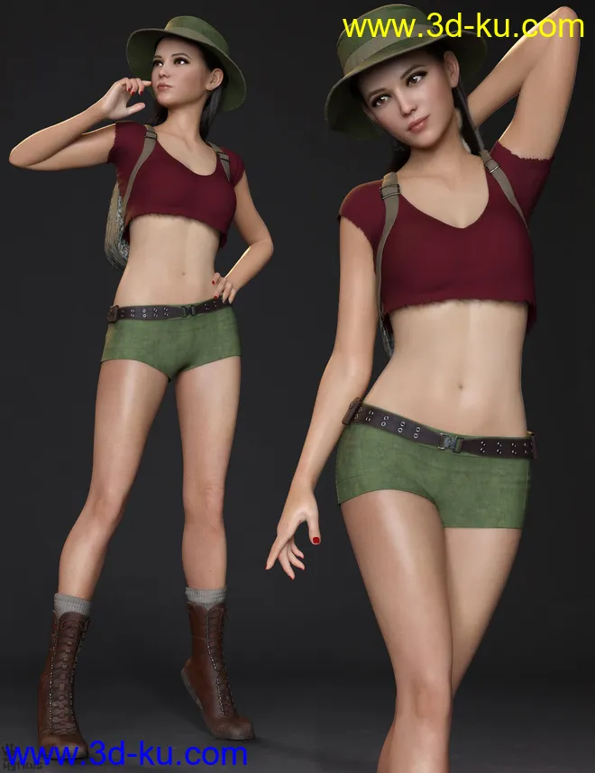 Jungle Girl Outfit Set for Genesis 8 and 8.1 Females模型的图片7