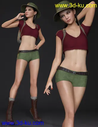 3D打印模型Jungle Girl Outfit Set for Genesis 8 and 8.1 Females的图片