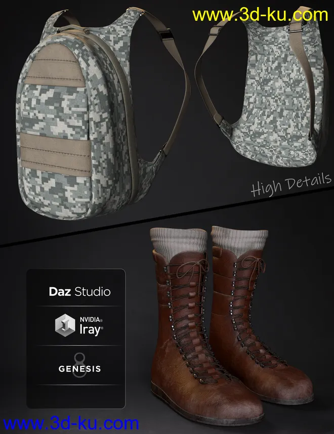 Jungle Girl Outfit Set for Genesis 8 and 8.1 Females模型的图片11