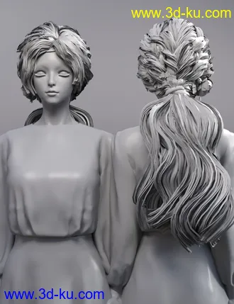 3D打印模型Kent Hair for Genesis 8.1 Female的图片