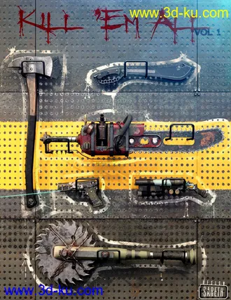 3D打印模型Kill 'Em All-Weapon Set Vol 1 for Genesis 3 and 8的图片