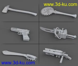 3D打印模型Kill 'Em All-Weapon Set Vol 1 for Genesis 3 and 8的图片