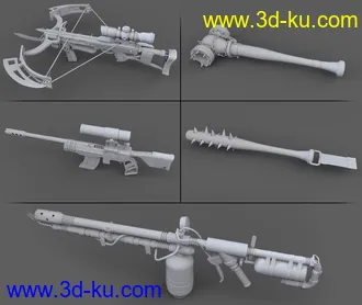 3D打印模型Kill 'Em All-Weapon Set Vol 2 for Genesis 3 and 8的图片