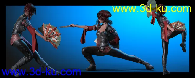 Kogarashi War Fans and Poses for Genesis 8.1 Female模型的图片3