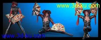 3D打印模型Kogarashi War Fans and Poses for Genesis 8.1 Female的图片