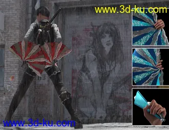 3D打印模型Kogarashi War Fans and Poses for Genesis 8.1 Female的图片