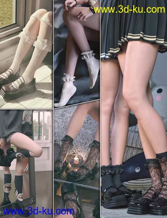 3D打印模型KuJ Kawaii Fashion Socks and Shoes Collection I的图片