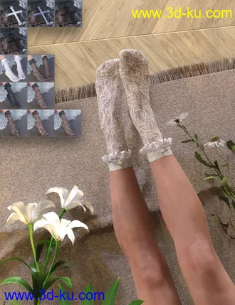 3D打印模型KuJ Kawaii Fashion Socks and Shoes Collection I的图片