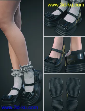 3D打印模型KuJ Kawaii Fashion Socks and Shoes Collection I的图片