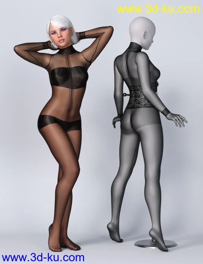 Lali's Bodystocking 03 with Gloves for Genesis 8.1模型的图片2