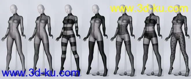 Lali's Bodystocking 03 with Gloves for Genesis 8.1模型的图片6