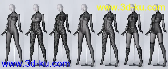 Lali's Bodystocking 03 with Gloves for Genesis 8.1模型的图片7