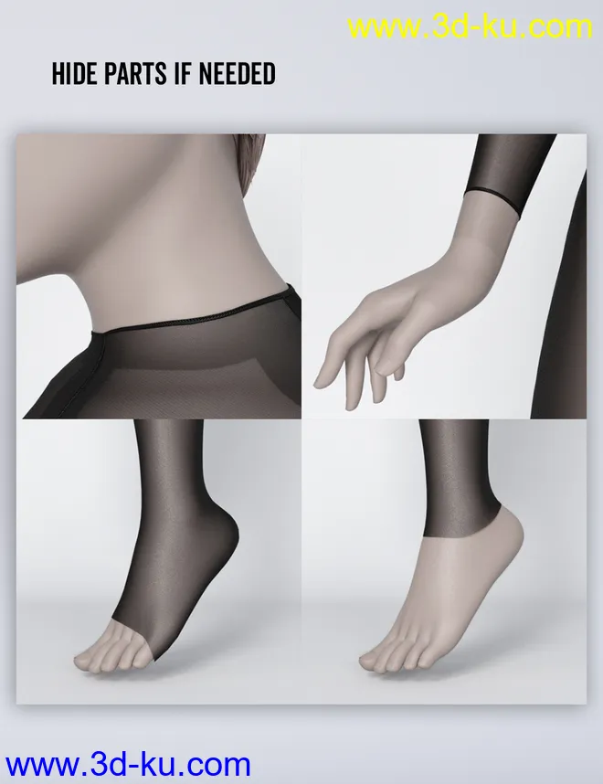 Lali's Bodystocking 03 with Gloves for Genesis 8.1模型的图片12