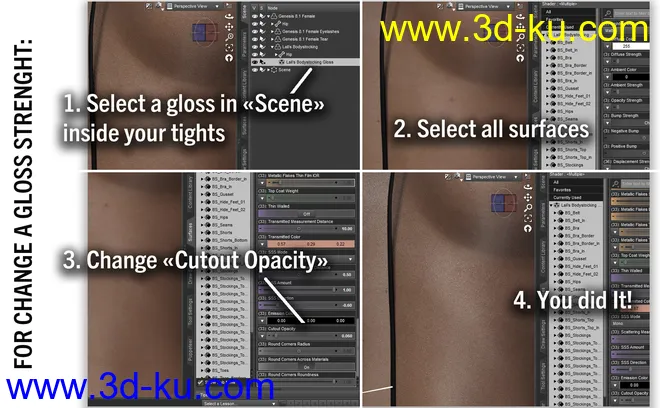 Lali's Bodystocking 03 with Gloves for Genesis 8.1模型的图片15