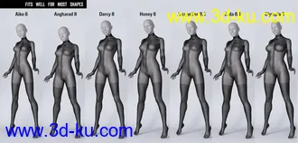 3D打印模型Lali's Bodystocking 03 with Gloves for Genesis 8.1的图片