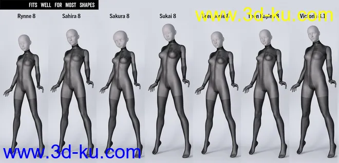 Lali's Bodystocking 03 with Gloves for Genesis 8.1模型的图片17