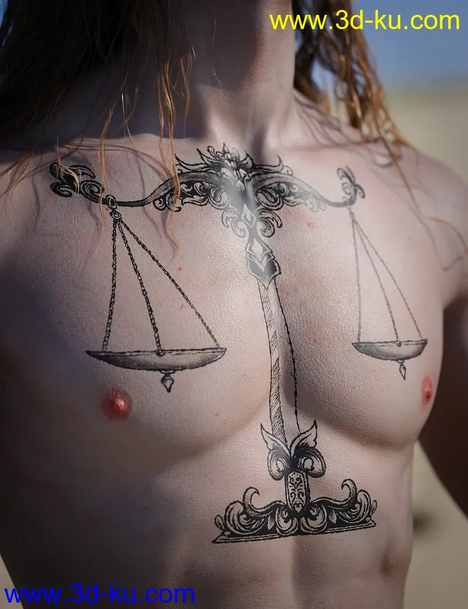 Libra Zodiac Tattoo for Genesis 8.1模型的图片2