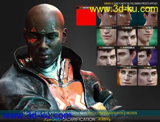 3D打印模型LIE Geo Scarification Tattoos Bundle for Genesis 8的图片