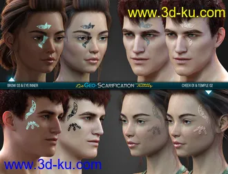3D打印模型LIE Geo Scarification Tattoos Bundle for Genesis 8的图片