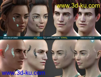 LIE Geo Scarification Tattoos Bundle for Genesis 8模型的图片7