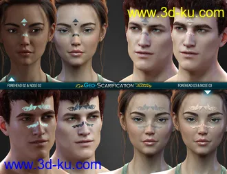 3D打印模型LIE Geo Scarification Tattoos Bundle for Genesis 8的图片