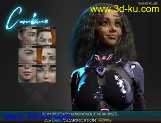 3D打印模型LIE Geo Scarification Tattoos Bundle for Genesis 8的图片