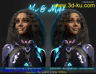 3D打印模型LIE Geo Scarification Tattoos Bundle for Genesis 8的图片