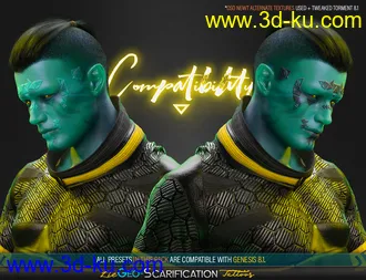 3D打印模型LIE Geo Scarification Tattoos Bundle for Genesis 8的图片
