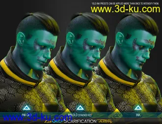 3D打印模型LIE Geo Scarification Tattoos Bundle for Genesis 8的图片