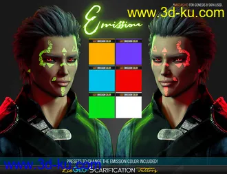 3D打印模型LIE Geo Scarification Tattoos Bundle for Genesis 8的图片