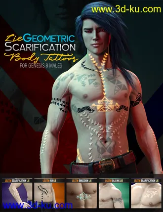 3D打印模型LIE Geo Scarification Tattoos Bundle for Genesis 8的图片