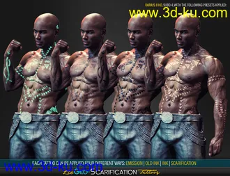 3D打印模型LIE Geo Scarification Tattoos Bundle for Genesis 8的图片