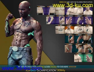 3D打印模型LIE Geo Scarification Tattoos Bundle for Genesis 8的图片