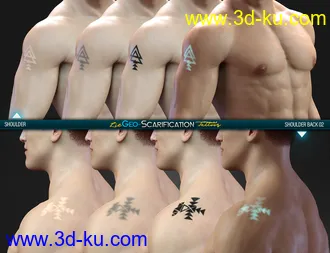 3D打印模型LIE Geo Scarification Tattoos Bundle for Genesis 8的图片